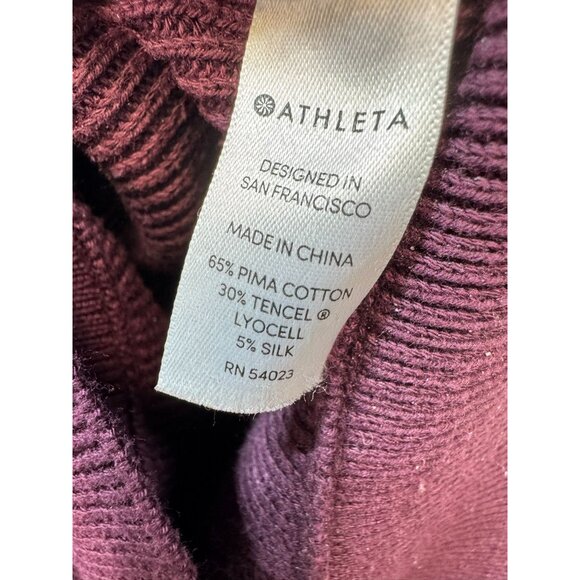 Athleta Womens Asymmetrical Hem Sweater Purple XS Pima Cotton Tencel Silk Blend - Picture 3 of 10